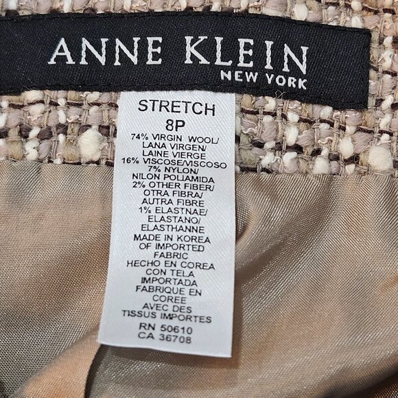 Anne Klein Tweed Blazer Jacket Size 8 Petite Brown Lace Trim Professional Office - Picture 13 of 13